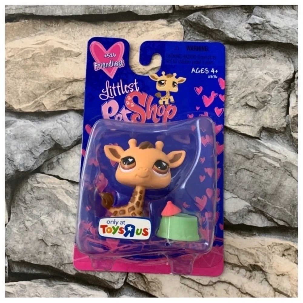 Retired 2007 Littlest Pet Shop #526 Friendliest Toys R Us Giraffe Green Bowl LPS
